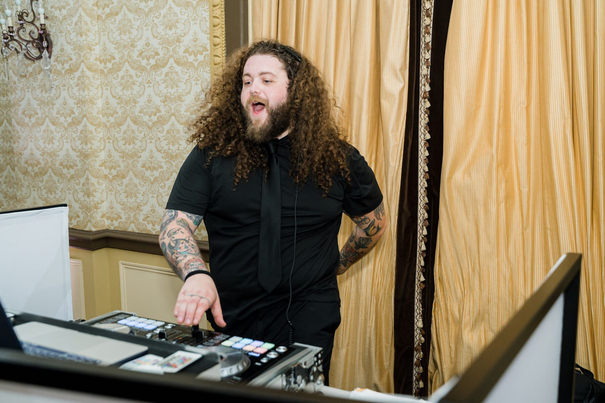 A DJ working the decks mid-set